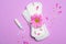 Woman`s Sanitary Pad and Tampon with Gerbera Daisy Flower, Feminine Hygiene Concept