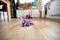 Woman\'s Skillful Cleaning Brings Kitchen Floors with Mop