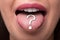 Woman`s Tongue With Question Mark Sign