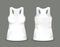 Woman`s white sleeveless tank top in front and back views. Vector illustration with realistic male shirt template.
