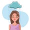 Woman sad with stress symptom and cloud rainy