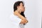 Woman sadness pain in the neck, back and head, spasms and diseases at a young age, white background, copy space