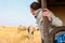 Woman on safari game drive