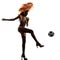 Woman samba dancer playing soccer silhouette