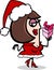 Woman santa with present cartoon