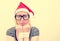 Woman with Santa\'s hat