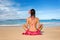 woman sarong meditiate beach