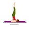 Woman in Sarvangasana or shoulder stand pose.