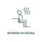Woman in sauna vector line icon, linear concept, outline sign, symbol