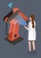 Woman Scanning Robotic Mechanism, Tech Industry