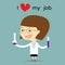 Woman science business love her job holding lab tube vector