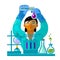 Woman scientist working in the laboratory. Vector
