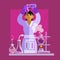 Woman scientist working in the laboratory. Vector