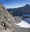 Woman Scrambling Up Towards Echo Col