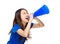 Woman scream on megaphone