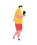 Woman scrolling smartphone. Vector people character with mobile phones.