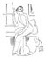 Woman Seated, vintage illustration