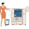 Woman secretary using printer machine vector icon