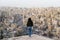 A woman seeing view of Amman capital city of Jordan, Arab