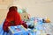 Woman selling goods on the market in Tripoli, Libia