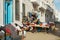 Woman sells secons hand goods at the street in the medina of Sfax, Tunisia.