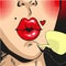 Woman Sending Kisses pop art comic style