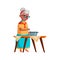 woman senior prepare dish in kitchen cartoon vector