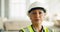 Woman, serious face and construction worker, engineer at work site and business, building trade industry portrait