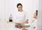 Woman Serving Breakfast Tray to Man