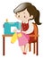 Woman sewing clothes with machine