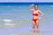 Woman sexy with red bikini on beach Ban Krut