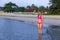 Woman shape huge and bikini pink on beach