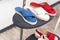 Woman shoes modern colorful french white red blue espadrilles for sale in shop street