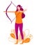 Woman shoots from the bow. Archer vector illustration.