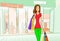 Woman Shopping Bags Modern Luxury Shop Mall