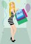 Woman shopping in Black Fridays sale vector collection design pictures Black Friday eps special clipart icon