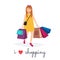 Woman shopping and holding bags. I love shopping. Fashion Shopping. Shopper. Sales.