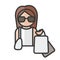 Woman on shopping. Leisure time. Profile user, person. People icon. Vector illustration