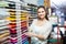 Woman shopping multicolored paper