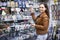 Woman shopping in souvenir store