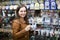 Woman shopping in souvenir store