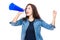 Woman shout with megaphone