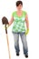 Woman with Shovel and Garden Gloves