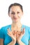 Woman showing padma mudra gesture