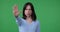 woman showing stop gesture in denial