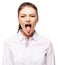 Woman showing tongue