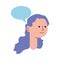 Woman sick head avatar with speech bubble