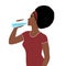 Woman sideview figure drinking water