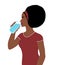 Woman sideview figure drinking water