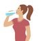 Woman sideview figure drinking water